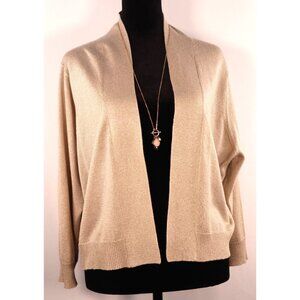 Calvin Klein Women's Metallic Gold Open Front Cardigan Sweater Size Medium